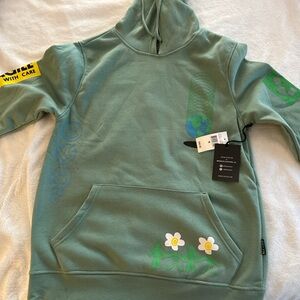 Green Hoodie with Floral Design